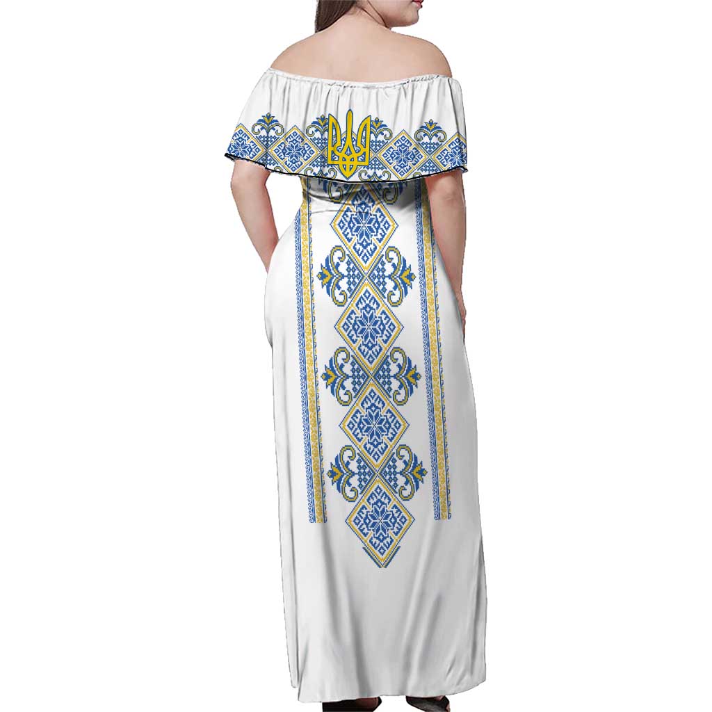 Vyshyvanka Day Family Matching Off Shoulder Maxi Dress and Hawaiian Shirt Ukrainian Folk Traditions Pattern White Version