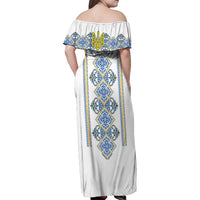 Vyshyvanka Day Family Matching Off Shoulder Maxi Dress and Hawaiian Shirt Ukrainian Folk Traditions Pattern White Version