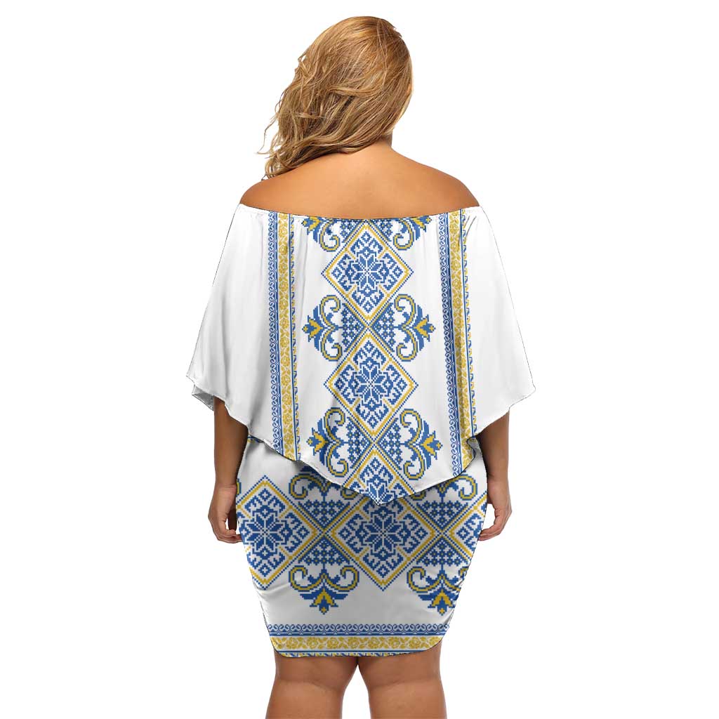 Vyshyvanka Day Family Matching Off Shoulder Short Dress and Hawaiian Shirt Ukrainian Folk Traditions Pattern White Version