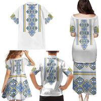 Vyshyvanka Day Family Matching Puletasi and Hawaiian Shirt Ukrainian Folk Traditions Pattern White Version