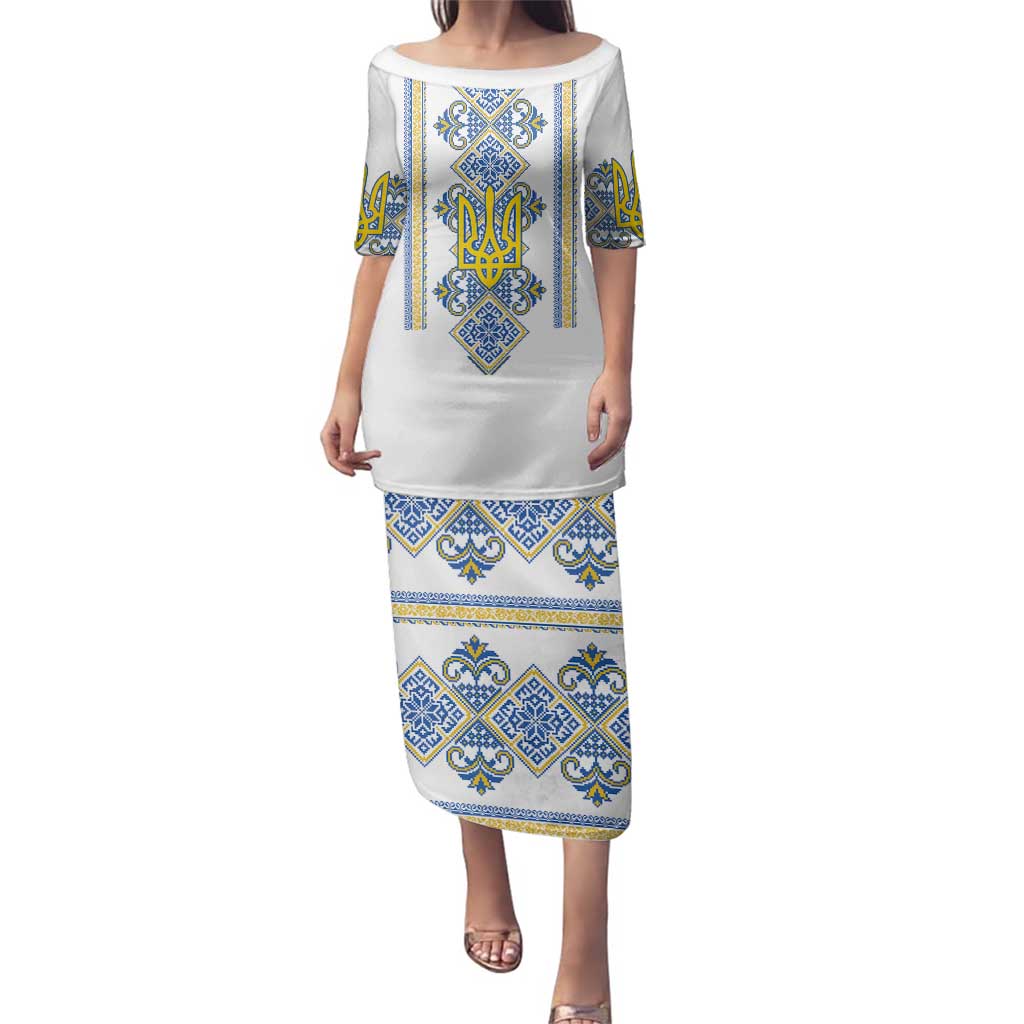 Vyshyvanka Day Family Matching Puletasi and Hawaiian Shirt Ukrainian Folk Traditions Pattern White Version