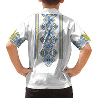 Vyshyvanka Day Family Matching Short Sleeve Bodycon Dress and Hawaiian Shirt Ukrainian Folk Traditions Pattern White Version