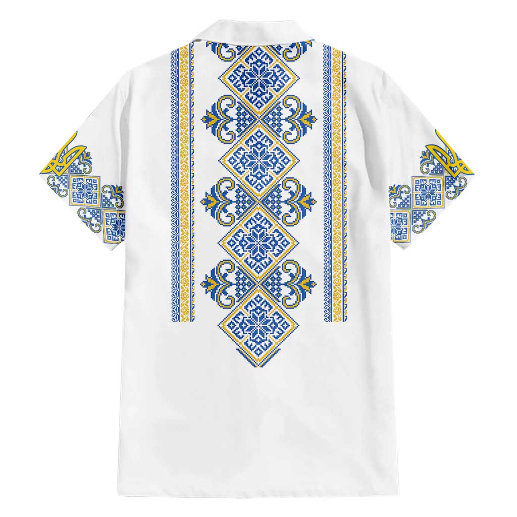 Vyshyvanka Day Family Matching Short Sleeve Bodycon Dress and Hawaiian Shirt Ukrainian Folk Traditions Pattern White Version