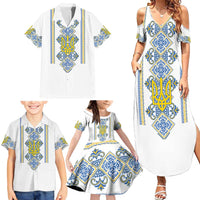 Vyshyvanka Day Family Matching Summer Maxi Dress and Hawaiian Shirt Ukrainian Folk Traditions Pattern White Version