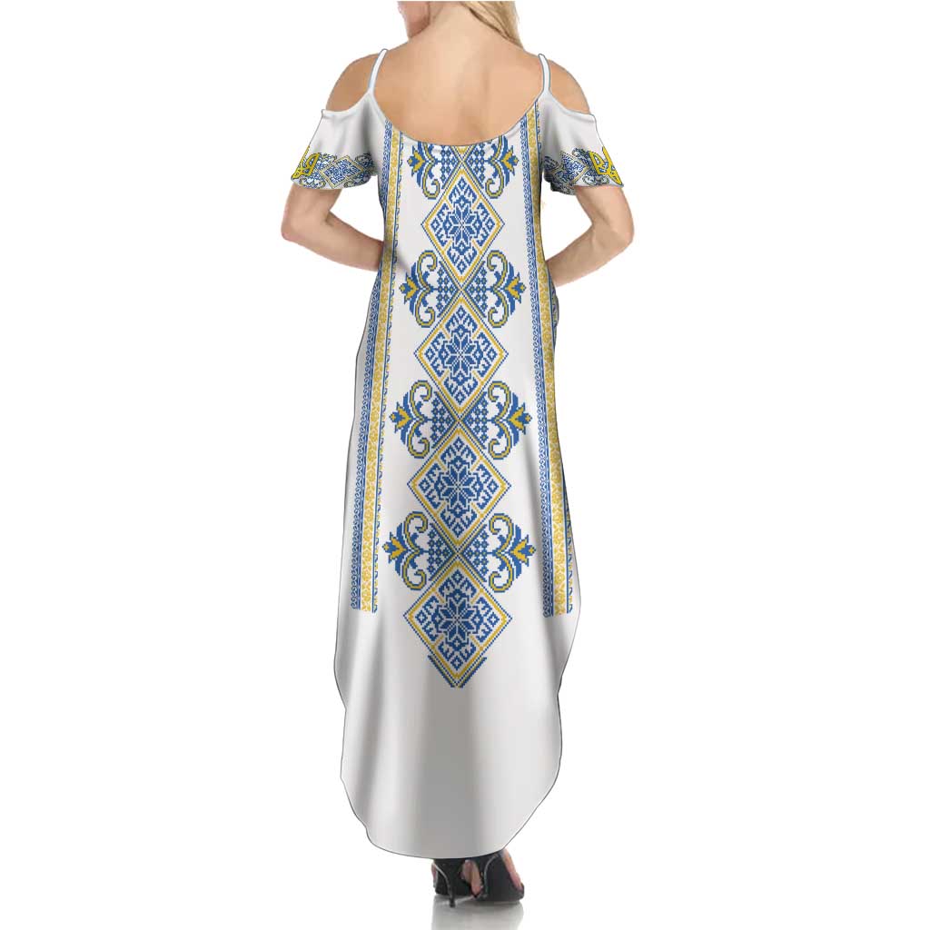 Vyshyvanka Day Family Matching Summer Maxi Dress and Hawaiian Shirt Ukrainian Folk Traditions Pattern White Version