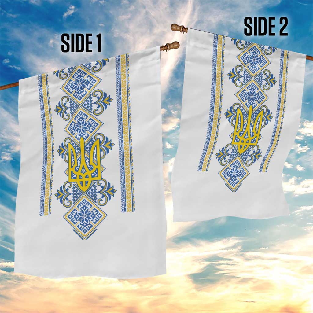 Vyshyvanka Day Garden Flag Ukrainian Folk Traditions Pattern White Version