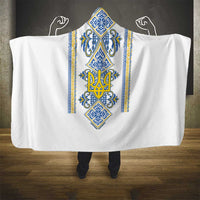 Vyshyvanka Day Hooded Blanket Ukrainian Folk Traditions Pattern White Version