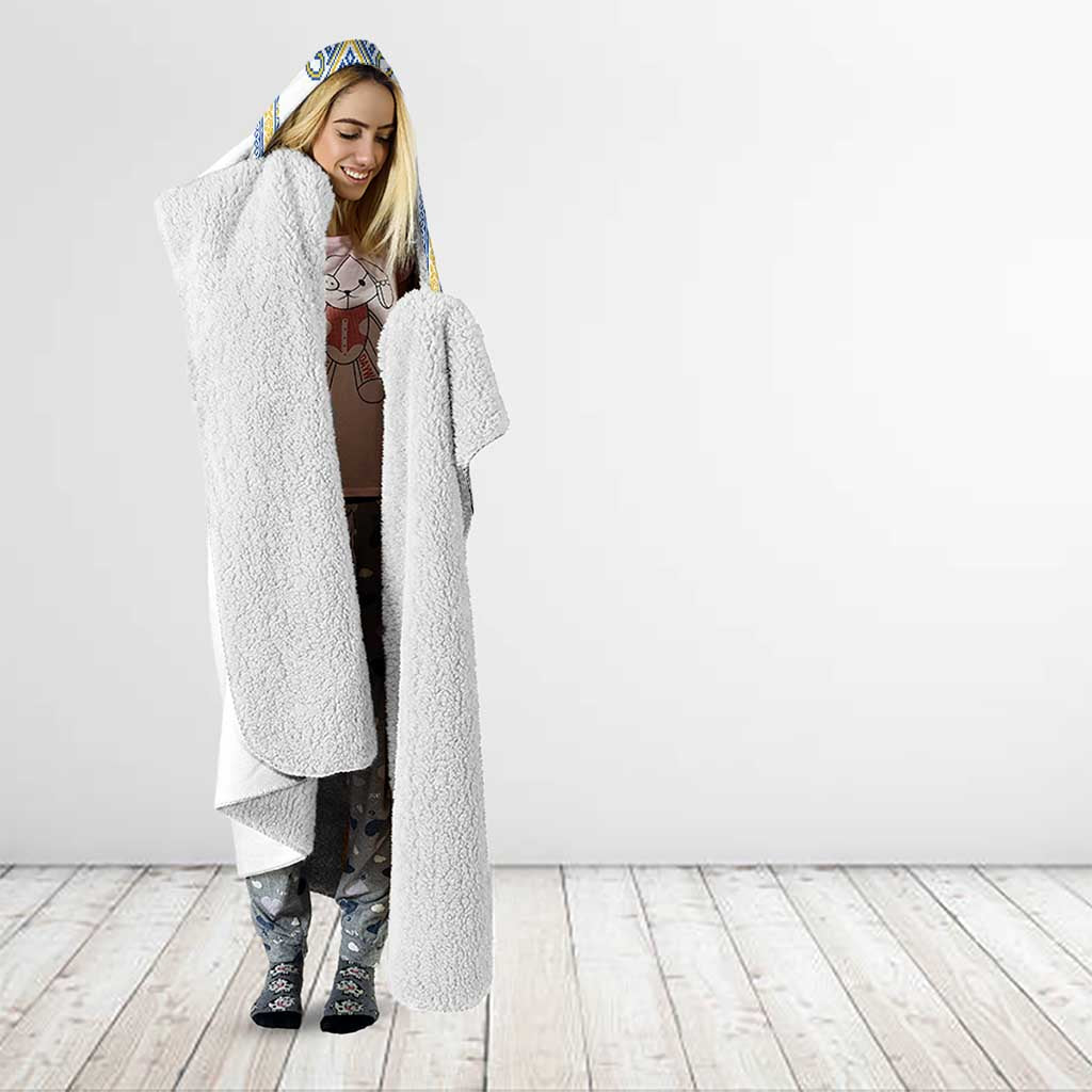 Vyshyvanka Day Hooded Blanket Ukrainian Folk Traditions Pattern White Version