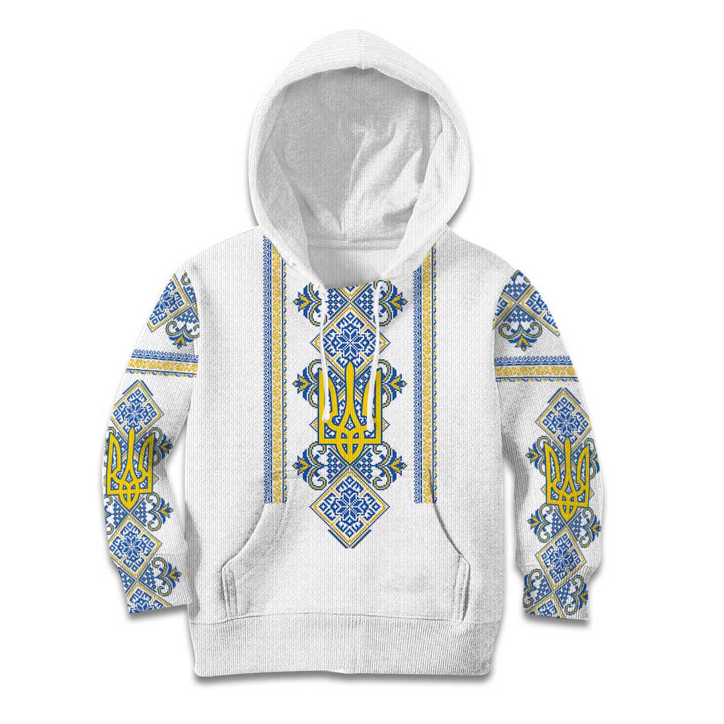Vyshyvanka Day Kid Hoodie Ukrainian Folk Traditions Pattern White Version