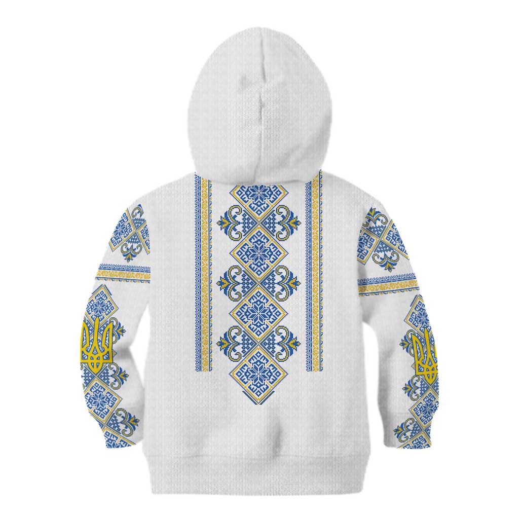Vyshyvanka Day Kid Hoodie Ukrainian Folk Traditions Pattern White Version