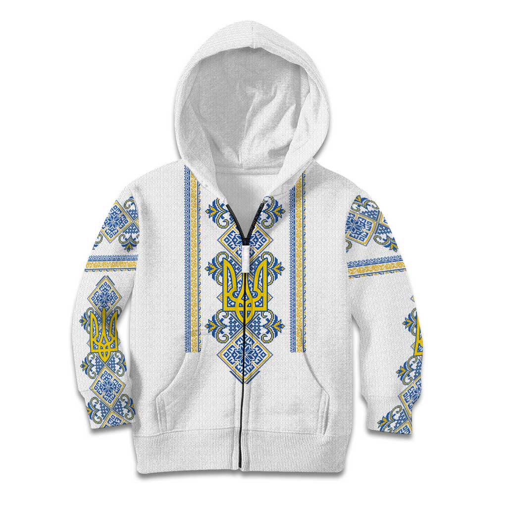 Vyshyvanka Day Kid Hoodie Ukrainian Folk Traditions Pattern White Version