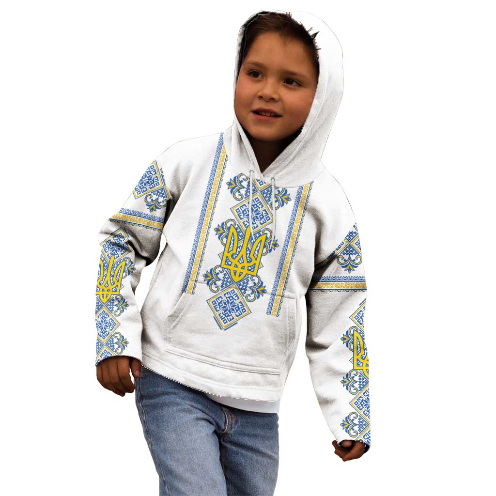Vyshyvanka Day Kid Hoodie Ukrainian Folk Traditions Pattern White Version