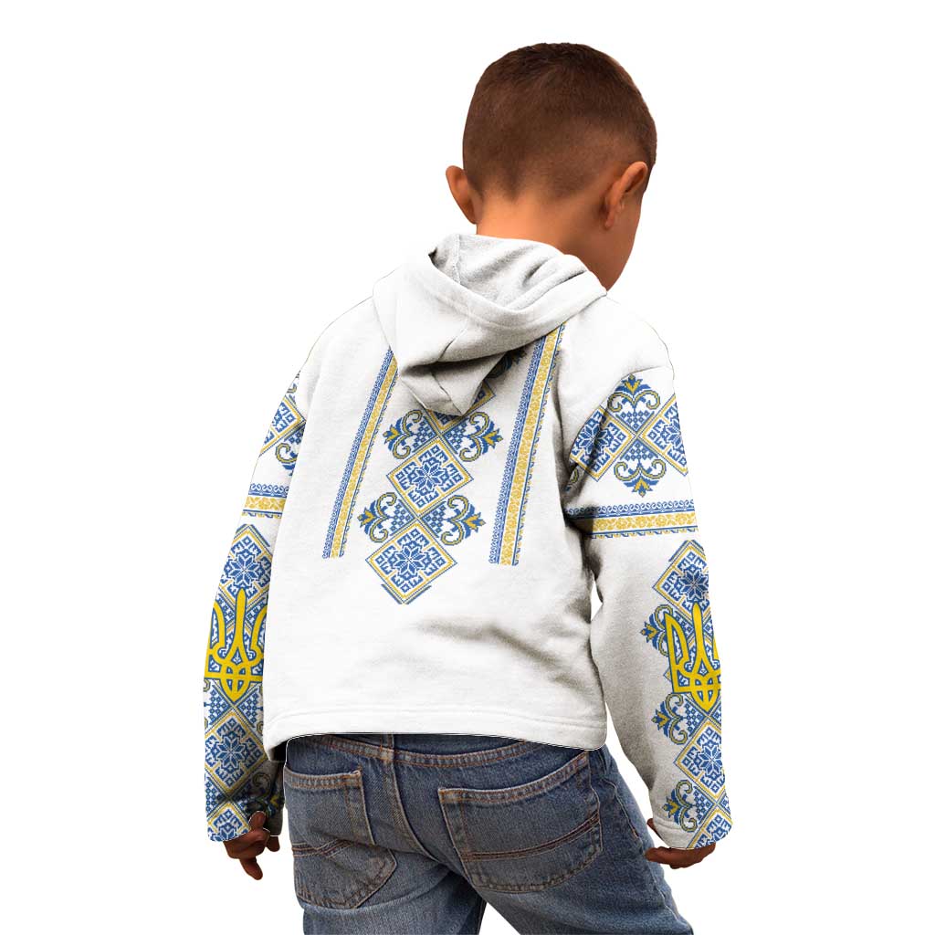 Vyshyvanka Day Kid Hoodie Ukrainian Folk Traditions Pattern White Version