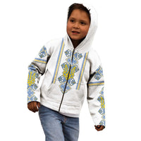 Vyshyvanka Day Kid Hoodie Ukrainian Folk Traditions Pattern White Version