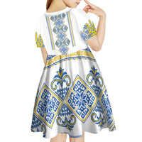 Vyshyvanka Day Kid Short Sleeve Dress Ukrainian Folk Traditions Pattern White Version