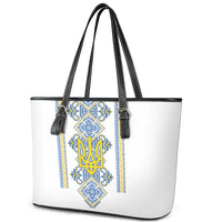 Vyshyvanka Day Leather Tote Bag Ukrainian Folk Traditions Pattern White Version