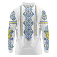 Vyshyvanka Day Long Sleeve Polo Shirt Ukrainian Folk Traditions Pattern White Version