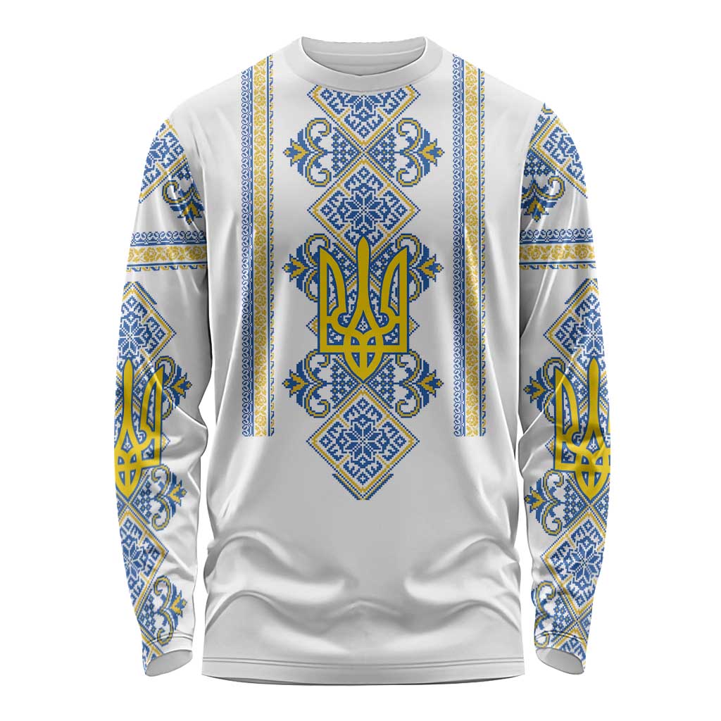 Vyshyvanka Day Long Sleeve Shirt Ukrainian Folk Traditions Pattern White Version