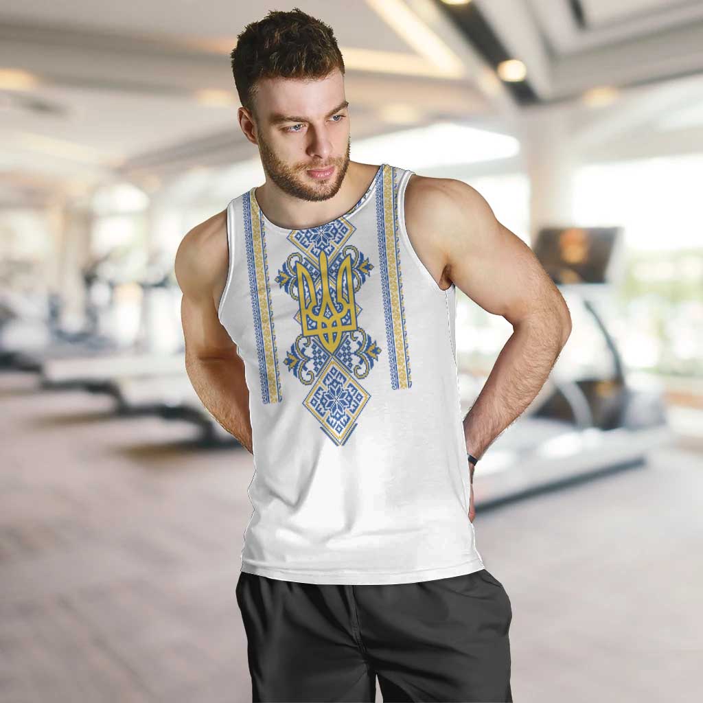 Vyshyvanka Day Men Tank Top Ukrainian Folk Traditions Pattern White Version