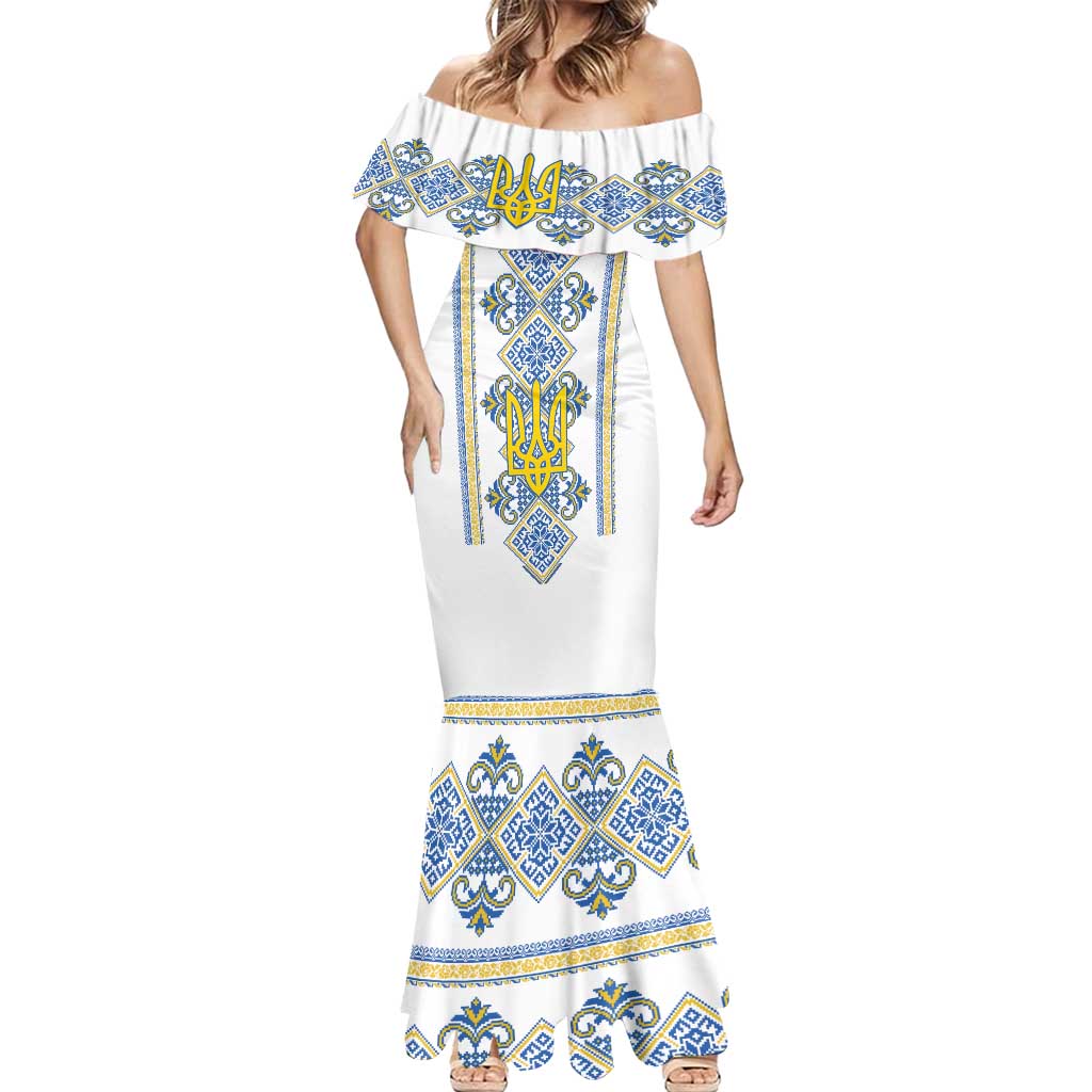 Vyshyvanka Day Mermaid Dress Ukrainian Folk Traditions Pattern White Version