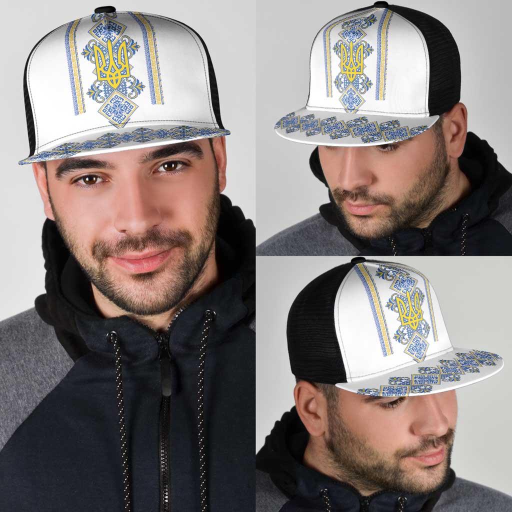 Vyshyvanka Day Mesh Trucker Cap Ukrainian Folk Traditions Pattern White Version