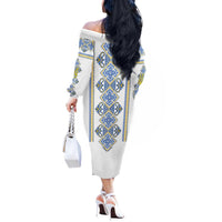 Vyshyvanka Day Off The Shoulder Long Sleeve Dress Ukrainian Folk Traditions Pattern White Version