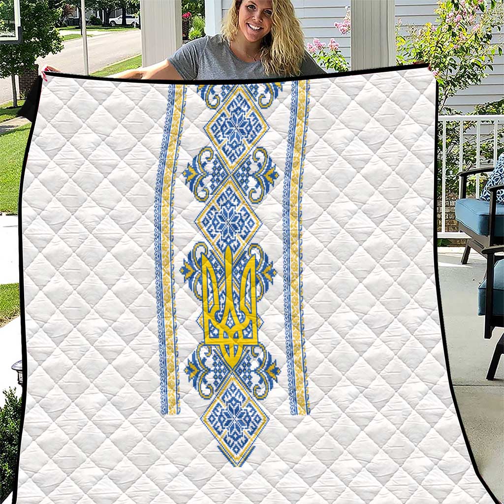 Vyshyvanka Day Quilt Ukrainian Folk Traditions Pattern White Version
