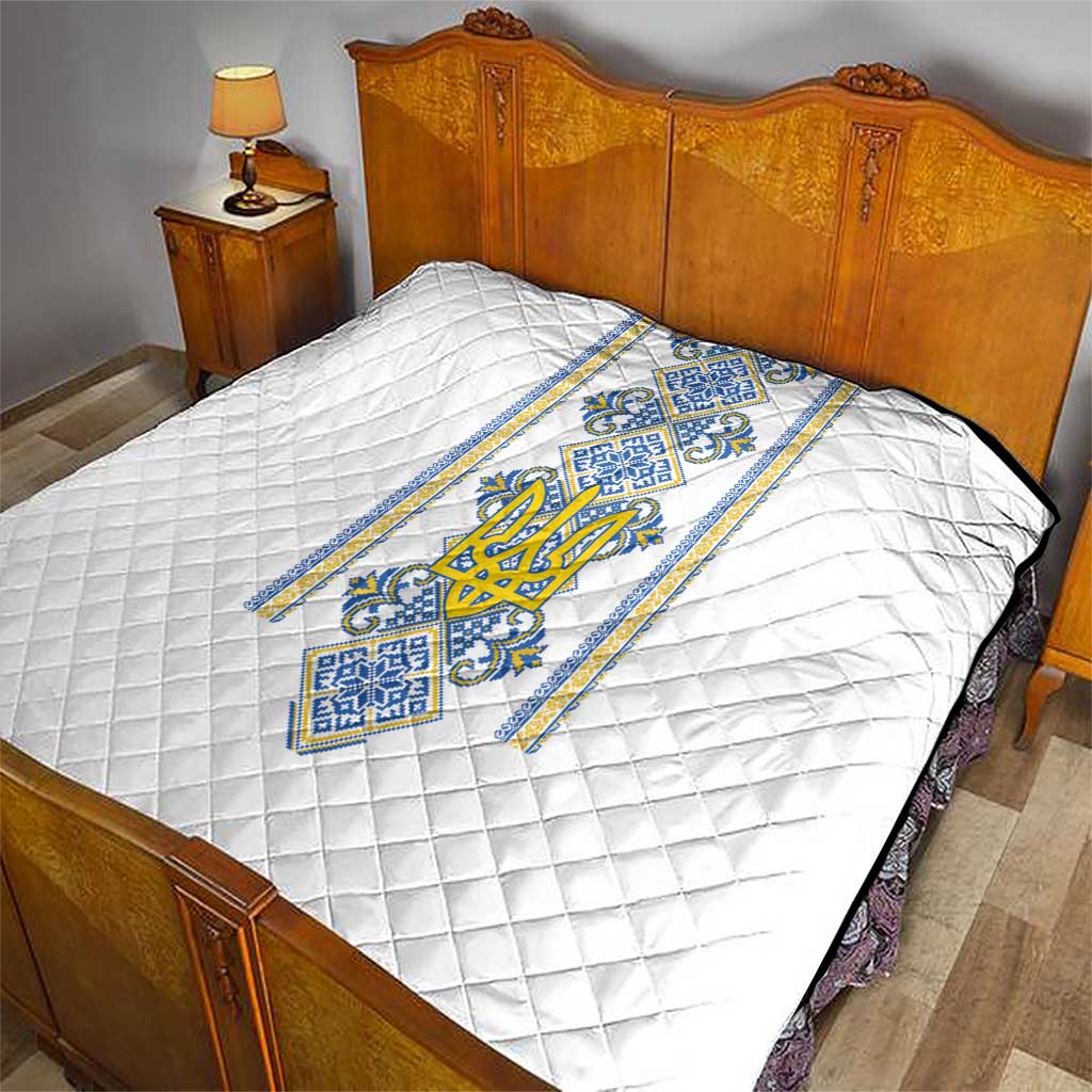 Vyshyvanka Day Quilt Ukrainian Folk Traditions Pattern White Version