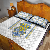 Vyshyvanka Day Quilt Bed Set Ukrainian Folk Traditions Pattern White Version