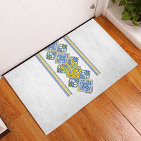 Vyshyvanka Day Rubber Doormat Ukrainian Folk Traditions Pattern White Version