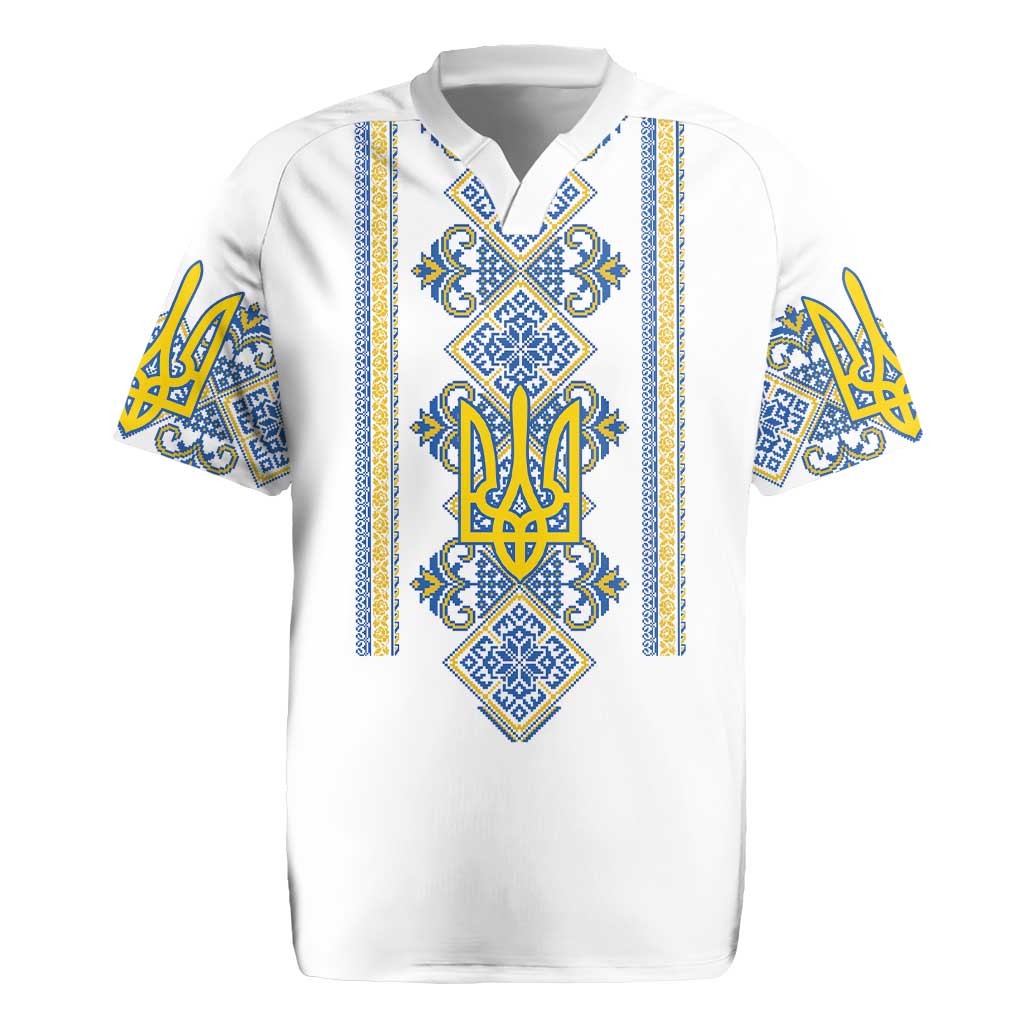 Vyshyvanka Day Rugby Jersey Ukrainian Folk Traditions Pattern White Version
