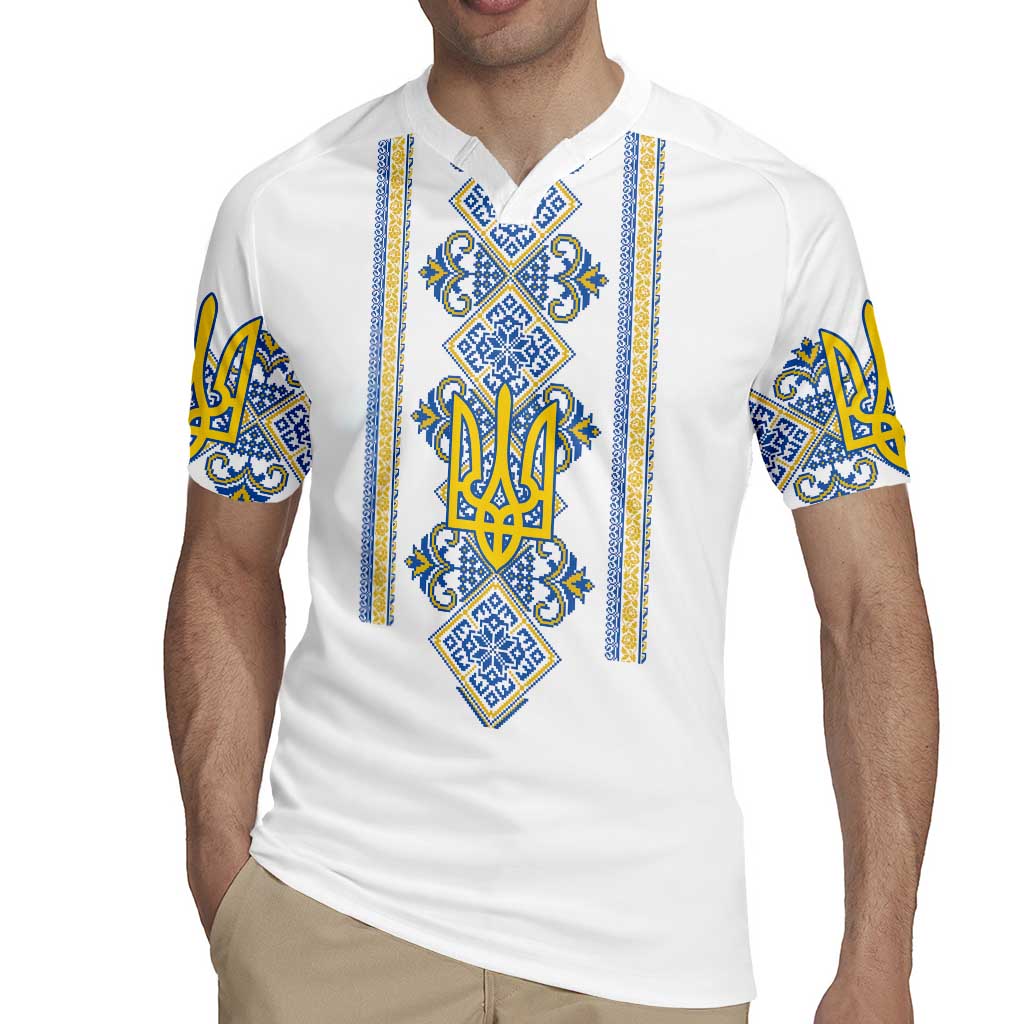 Vyshyvanka Day Rugby Jersey Ukrainian Folk Traditions Pattern White Version