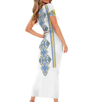 Vyshyvanka Day Short Sleeve Bodycon Dress Ukrainian Folk Traditions Pattern White Version