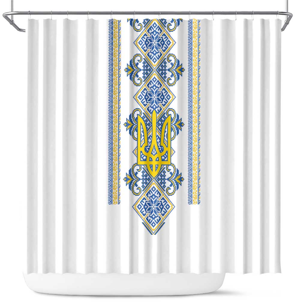 Vyshyvanka Day Shower Curtain Ukrainian Folk Traditions Pattern White Version