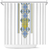 Vyshyvanka Day Shower Curtain Ukrainian Folk Traditions Pattern White Version