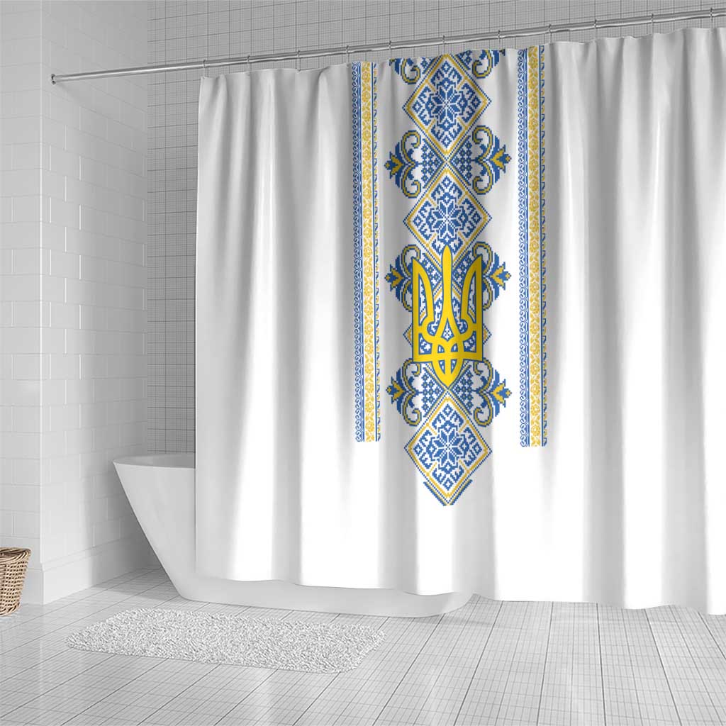 Vyshyvanka Day Shower Curtain Ukrainian Folk Traditions Pattern White Version