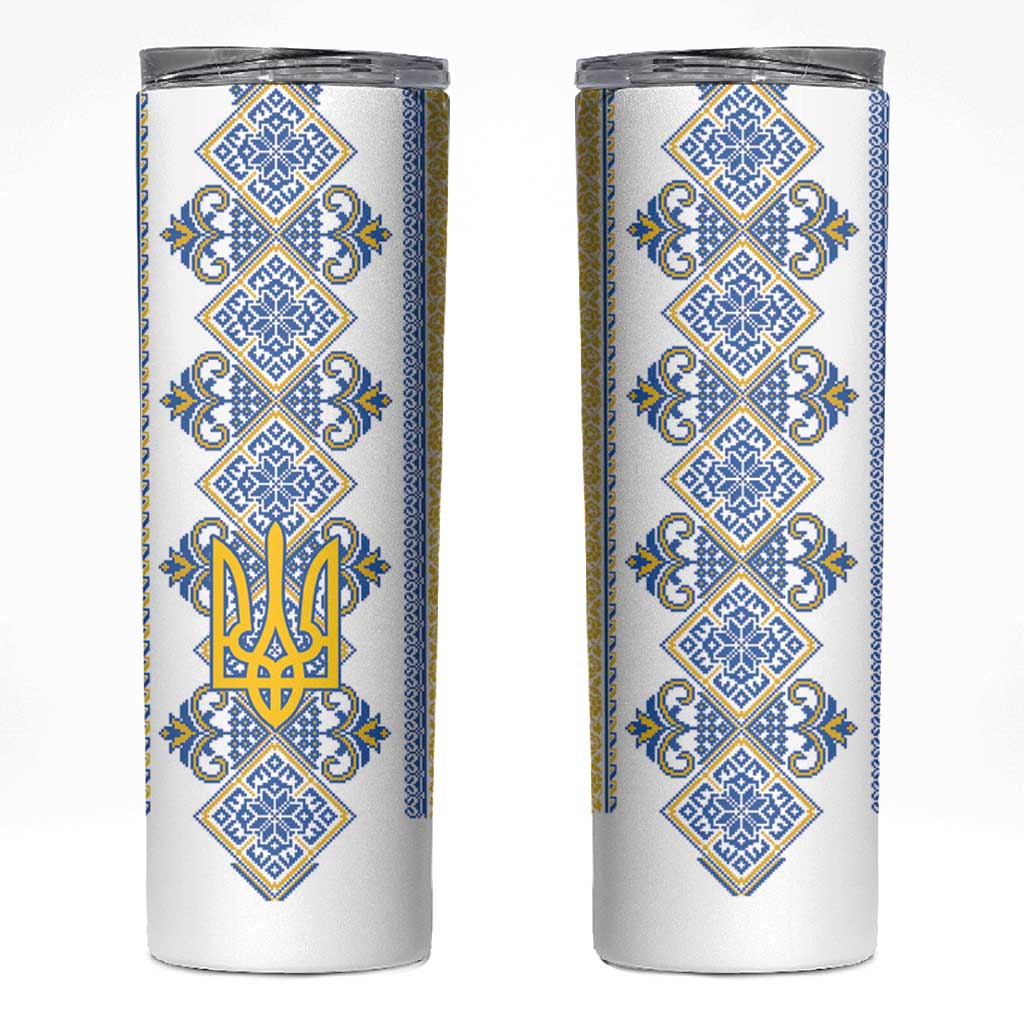 Vyshyvanka Day Skinny Tumbler Ukrainian Folk Traditions Pattern White Version