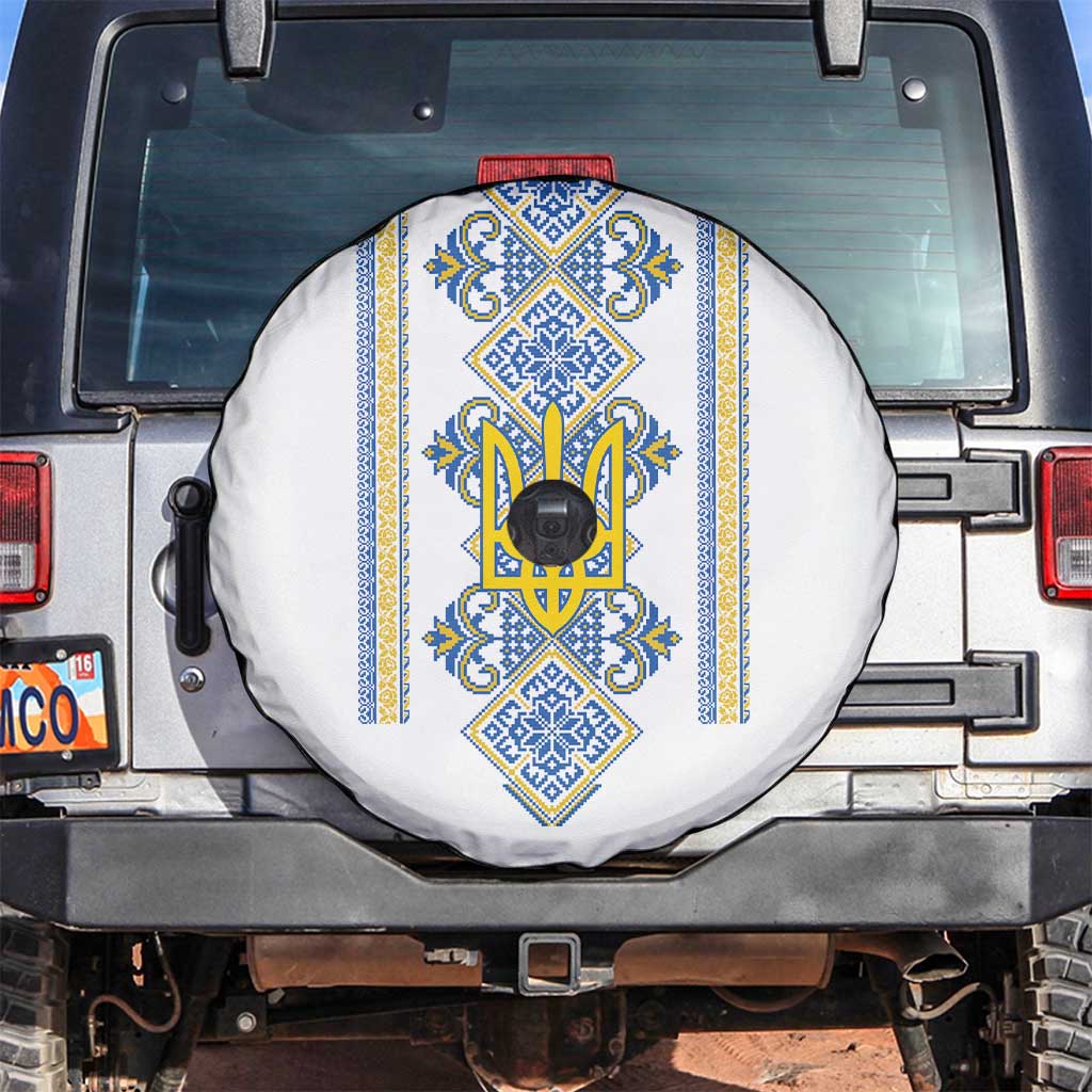 Vyshyvanka Day Spare Tire Cover Ukrainian Folk Traditions Pattern White Version