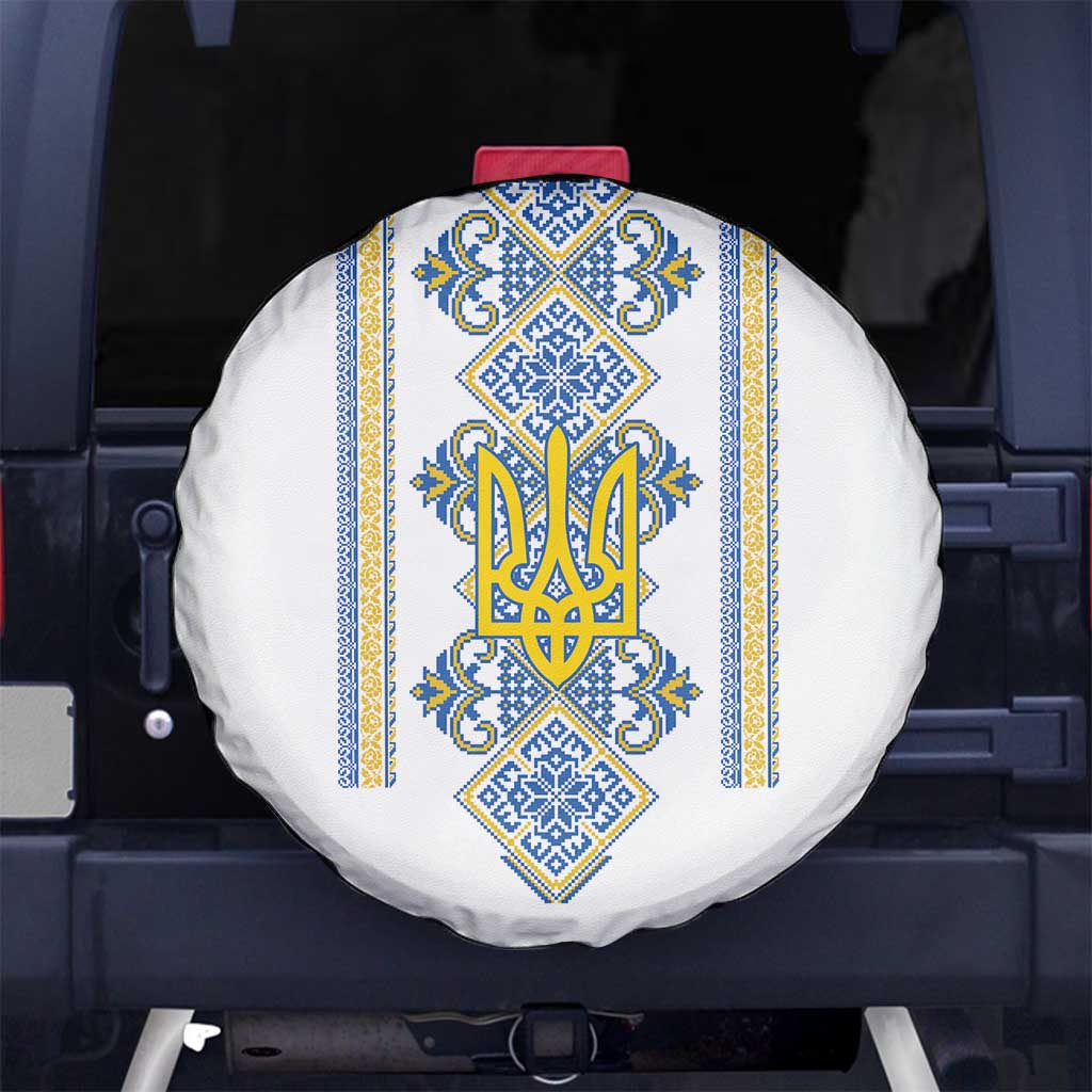 Vyshyvanka Day Spare Tire Cover Ukrainian Folk Traditions Pattern White Version