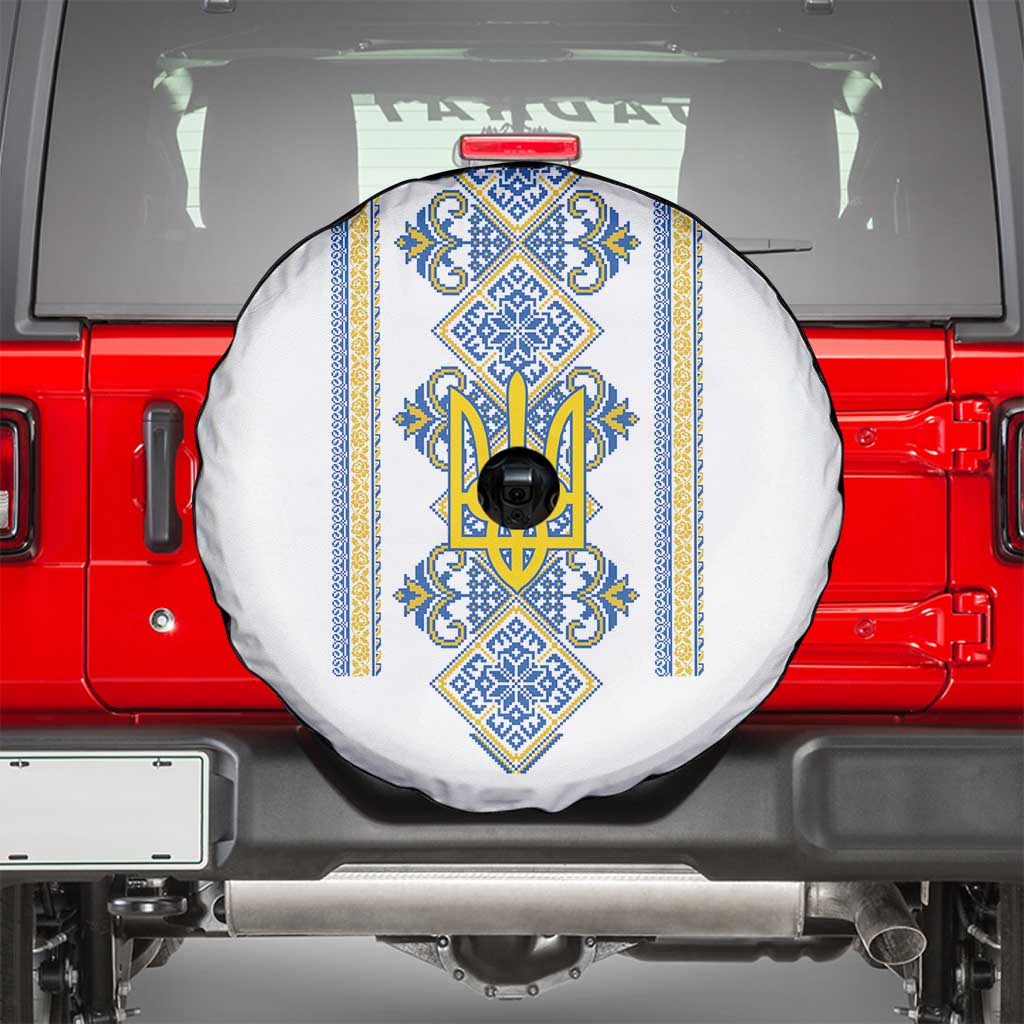 Vyshyvanka Day Spare Tire Cover Ukrainian Folk Traditions Pattern White Version