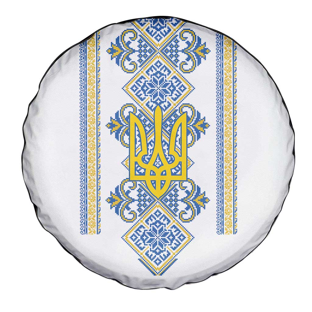 Vyshyvanka Day Spare Tire Cover Ukrainian Folk Traditions Pattern White Version