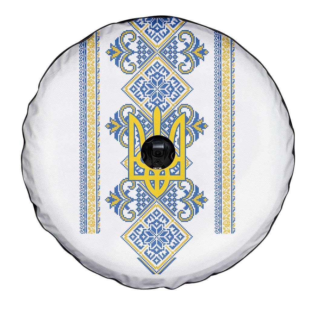 Vyshyvanka Day Spare Tire Cover Ukrainian Folk Traditions Pattern White Version