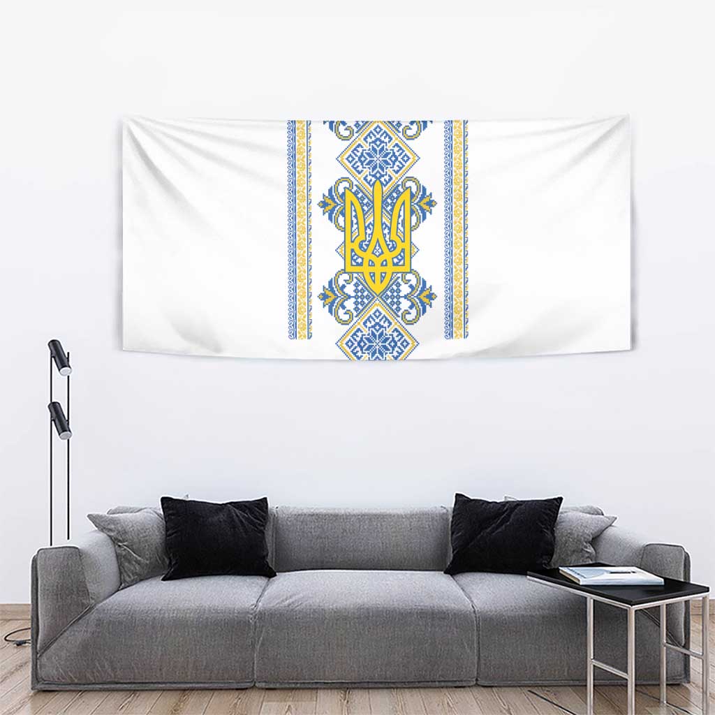 Vyshyvanka Day Tapestry Ukrainian Folk Traditions Pattern White Version