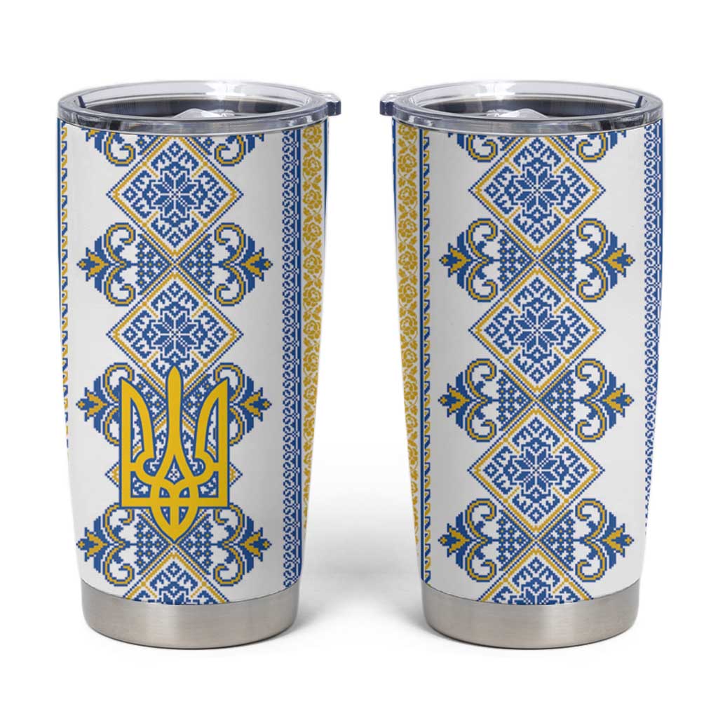 Vyshyvanka Day Tumbler Cup Ukrainian Folk Traditions Pattern White Version
