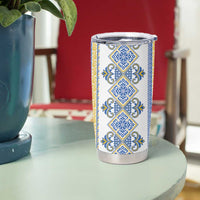 Vyshyvanka Day Tumbler Cup Ukrainian Folk Traditions Pattern White Version