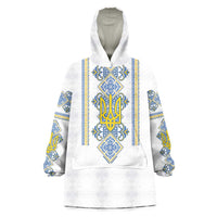 Vyshyvanka Day Wearable Blanket Hoodie Ukrainian Folk Traditions Pattern White Version
