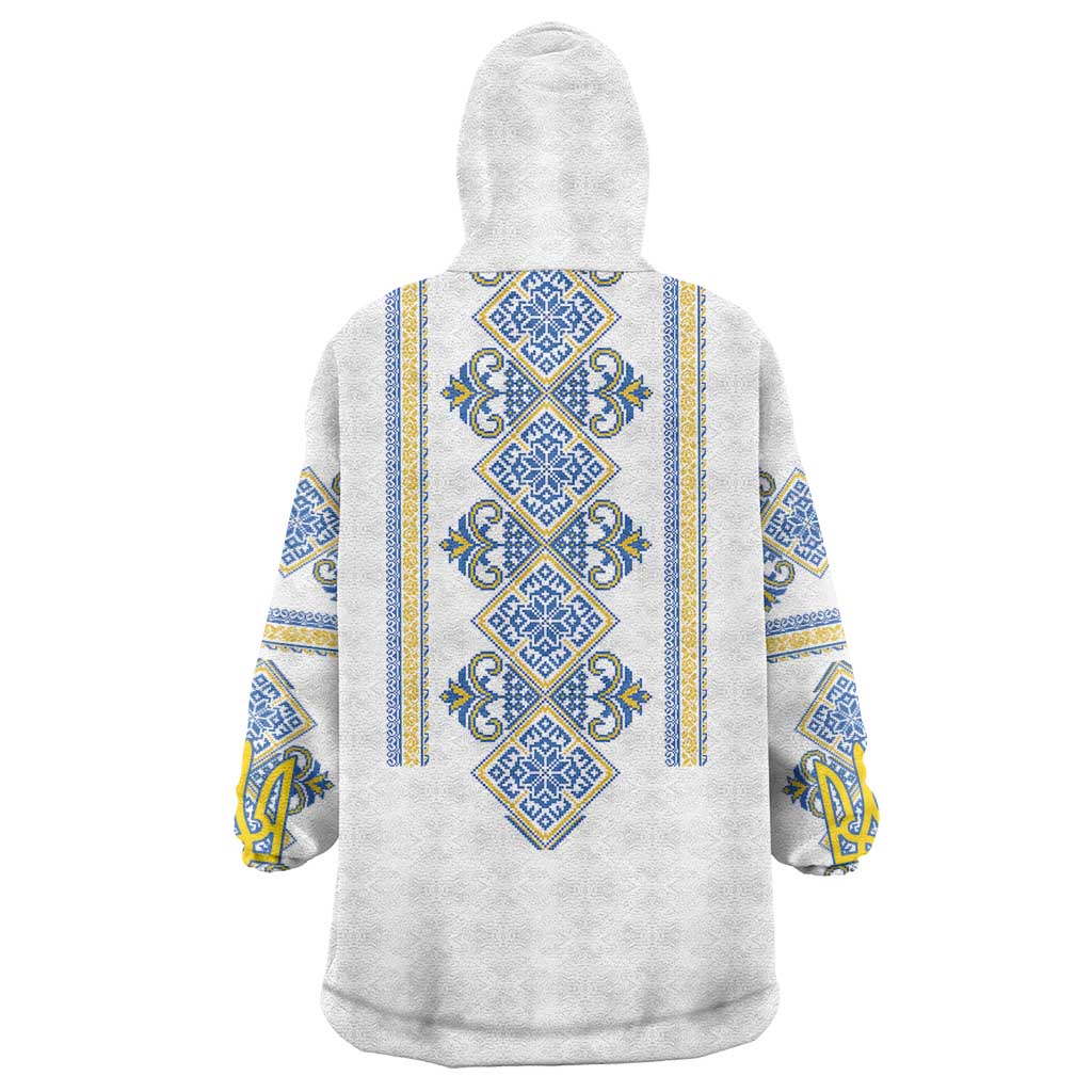 Vyshyvanka Day Wearable Blanket Hoodie Ukrainian Folk Traditions Pattern White Version