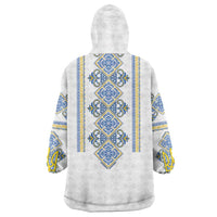 Vyshyvanka Day Wearable Blanket Hoodie Ukrainian Folk Traditions Pattern White Version
