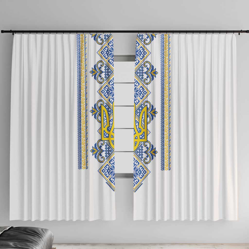 Vyshyvanka Day Window Curtain Ukrainian Folk Traditions Pattern White Version