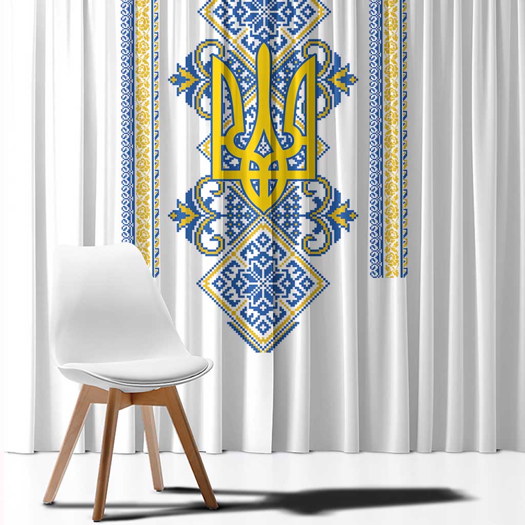 Vyshyvanka Day Window Curtain Ukrainian Folk Traditions Pattern White Version